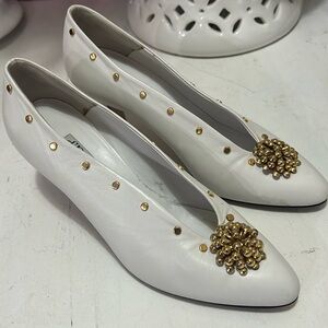 Vintage D’Rossana by Charna White & Gold Heels 7 Made in Italy